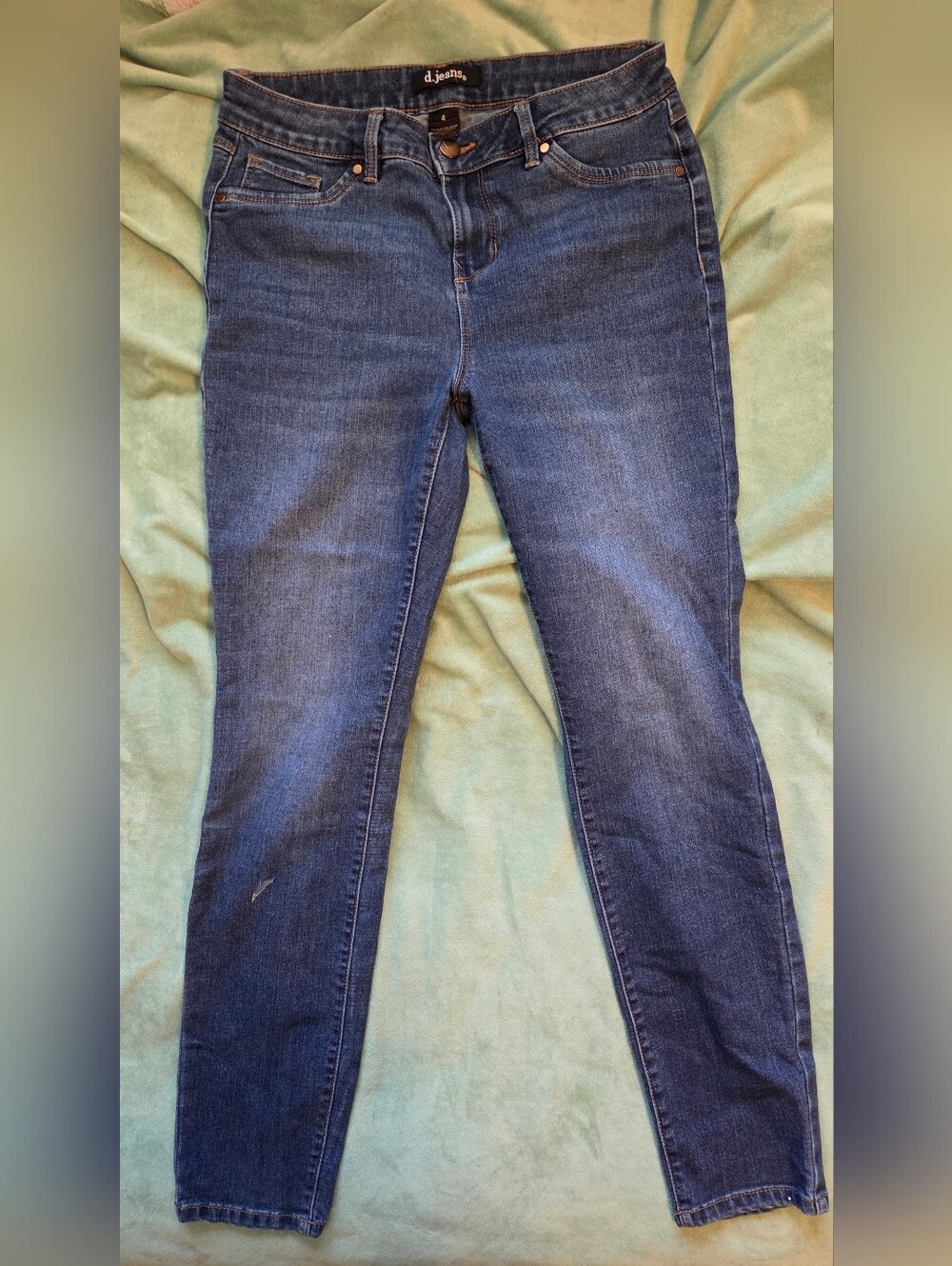 d.jeans Women's Blue Stretch Skinny Jeans Distressed Look Size 4 Flawed